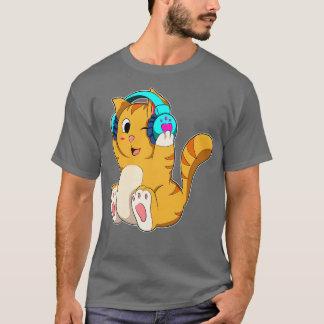 T-shirt Musique pour chat avec casque