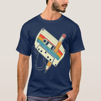 T-shirt Musique Rétro 80s 90s Mitape Cassetteape Crayon No