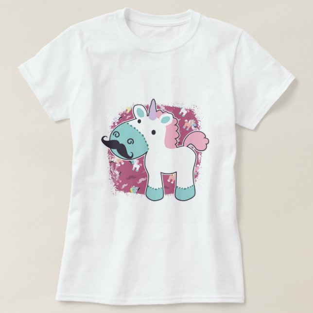 T-shirt Mustachio Unicornio ! (Design devant)