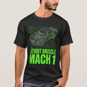 T-shirt Mustang Muscle Techwear Graphique Blueprint Néon