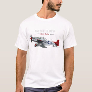 T-shirt Mustang rouge de la queue P-51 des aviateurs de