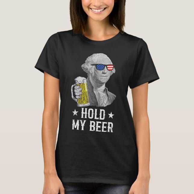 T-shirt My Beer George Washington Patriot Funny 4 Juil (Devant)
