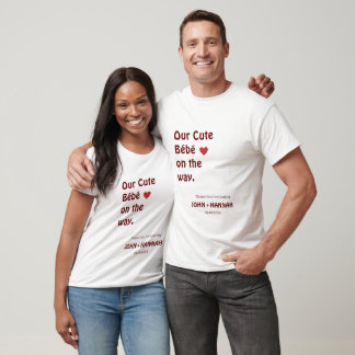 T-shirt My Cute Bébé on the Way Funny Co-ed Baby shower