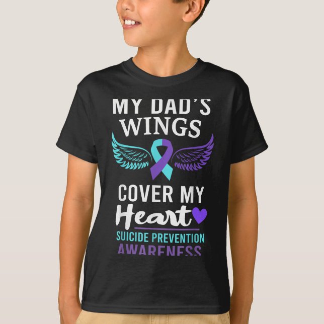 T-shirt My Dad's Wings Cover Heart Suicide Awareness Ribbo (Devant)