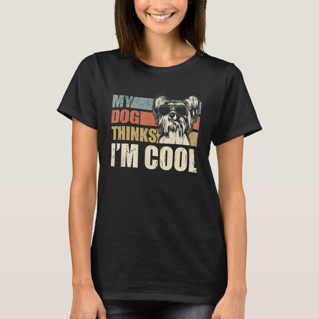 T-shirt My Dog Thinks I'm Cool Chinese Crested  Retro Dad  (Devant)