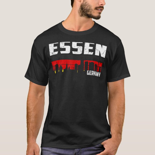 T-shirt My Essen Skyline Allemagne Accueil Ville Souvenir (Devant)