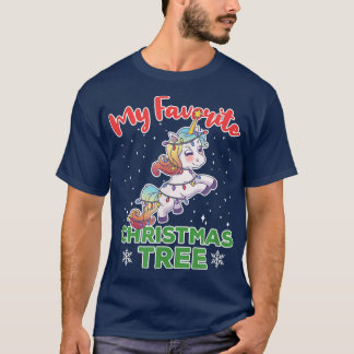 T-shirt My Favorite Christmas Tree Rainbow Unicorn With Xm