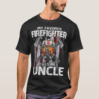 T-shirt My Favorite Firefighter Calls Me UNCLE USA Flag