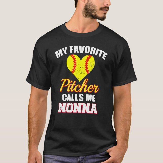 T-shirt My Favorite Pitcher Calls Me Nonna Pitcher Softbal (Devant)