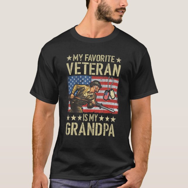 T-shirt My Favorite Veteran Is My Grandpa American Flag Ve (Devant)