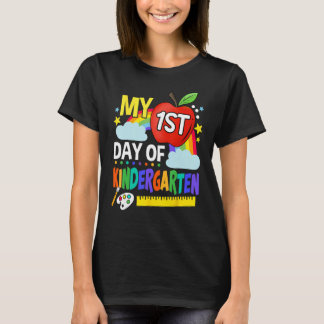 T-shirt My First Day Of Kindergarten Funny Colorful Rainbo