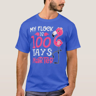 T-shirt My Flock Is 100 Days Smarter Mignonne Flamant rose