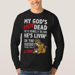 T-shirt My God is Not Dead Lion Jésus Christ Christian Fai