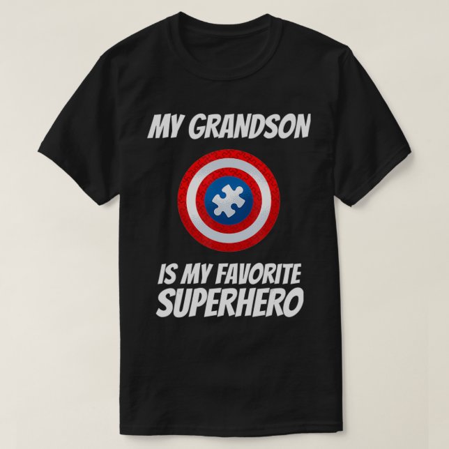 T-shirt My Grandson Is My Favorite Superhero Autism Awaren (Design devant)