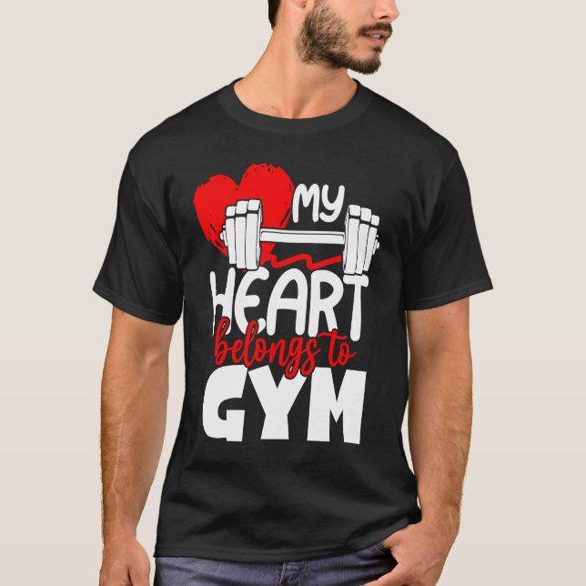 T-shirt My Heart Belongs To Gym  Valentines Day Workout (Devant)