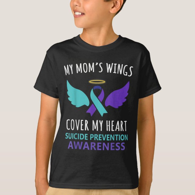 T-shirt My Mom's Wings Cover Heart Suicide Awareness Ribbo (Devant)