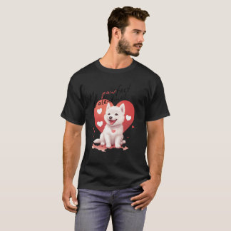 T-shirt My Pawfect Valentine : Doux chien blanc de jindo