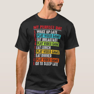 T-shirt My Perfect Day Funny Gamer Jeux Vidéos Garçons Ado