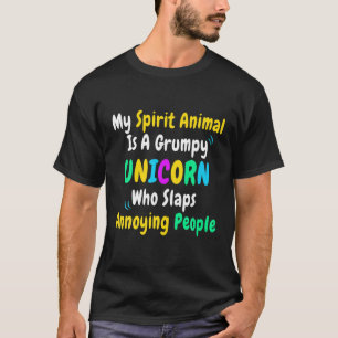 T-shirt My Spirit Animal Est Une Unicorne Grumpy Funny Sar