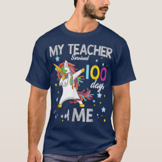 T-shirt My Teacher Survived 100 Days Of Me 100th Day Schoo