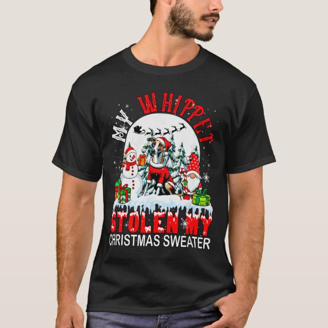 T-shirt My Whippet Stolen My Christmas Sweater Santa Dog O (Devant)