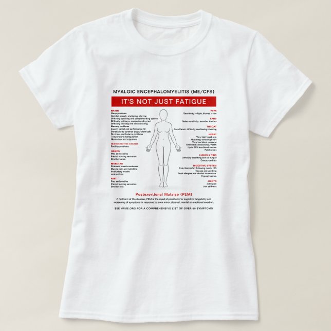 T-shirt Myalgic Encephalomyelitis (ME/CFS) Symptom Diagram (Design devant)