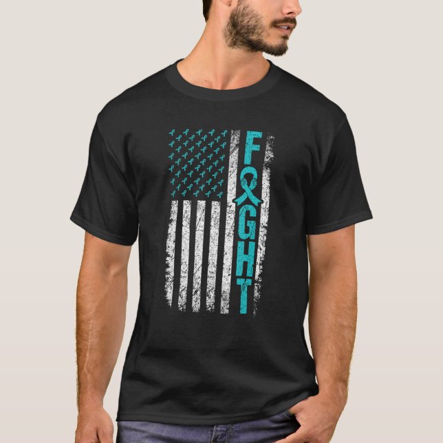 T-shirt Myasthenia Gravis Fight Usa Drapeau Turquoise Mg S (Devant)