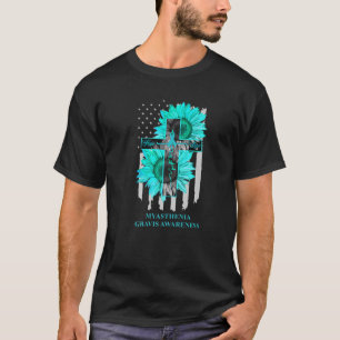 T-shirt Myasthenia Gravis Sensibilisation Turquoise Ruban 