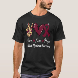 T-shirt Myélome multiple Sensibilisation Paix Amour Hope B