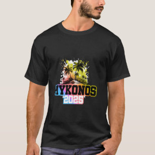 T-shirt Mykonos 2025 Grèce Vacances d'équipe Colorées