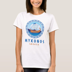 T-shirt Mykonos, Grèce Conception de navires grecs Femmes