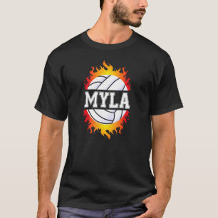 T-shirt Myla Name Volleyball Joueur Girls Ball et Net Spo
