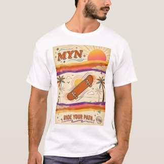 T-shirt MYN Vintage Années 70 Coucher de Soleil Skateboard