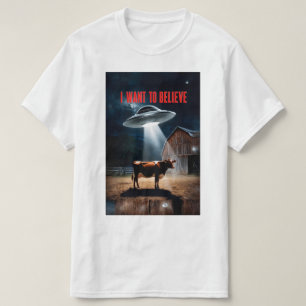 T-shirt mystérieux OVNI enlèvement d'une vache lai