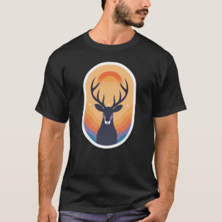 T-shirt Mystic Sunset Stag  Retro Boho Deer Silhouette Art