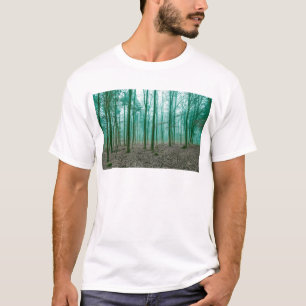 T-shirt Mystical Forest in the fog in Green