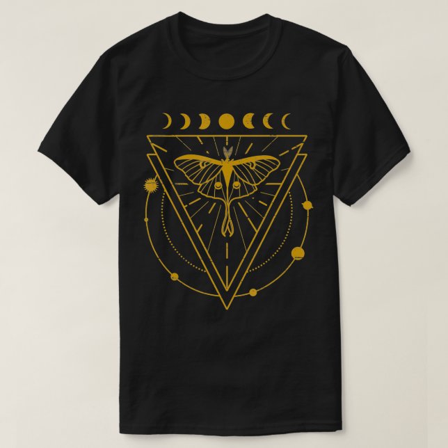 T-shirt Mystique Luna Moth avec Phases Lune & Ob Céleste (Design devant)