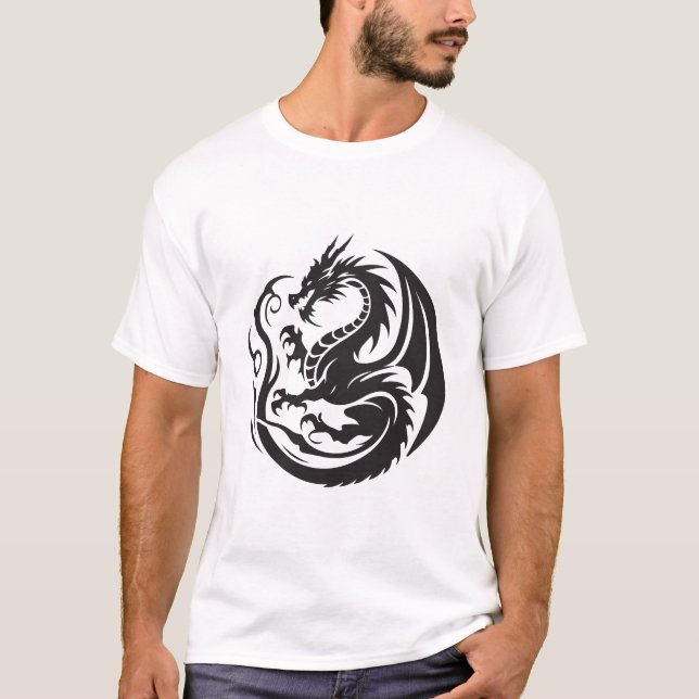 T-shirt Mythical Black Dragon Tattoo (Devant)