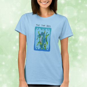 T-shirt Mythique Aqua Blue Sea Dragon Wavy Blue Frame