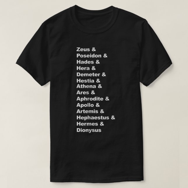 T-shirt Mythologie grecque Dids Panthéon Liste de Demigod  (Design devant)