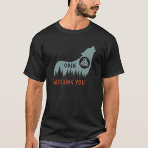 T-shirt Mythologie Norse Wolf Odin vous regarde Gjallarho