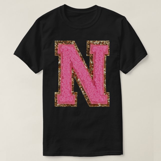 T-shirt N - Parties scintillant Bubblegum Varsity Lettre P (Design devant)