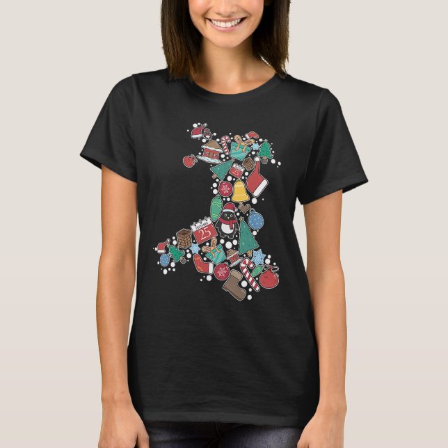 T-shirt Nadolig Llawen Joyeux Noël Pays de Galles Carte We (Devant)
