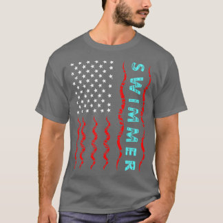 T-shirt Nage Avec Drapeau Américain