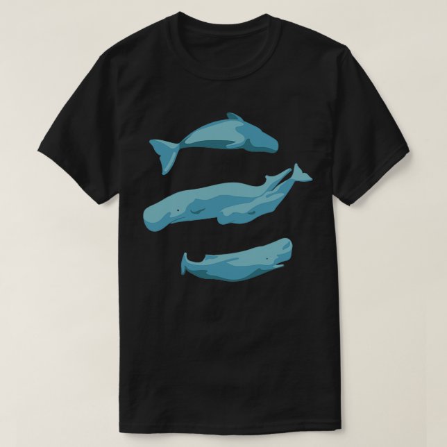 T-shirt nageoire lune de sperme de baleine (Design devant)