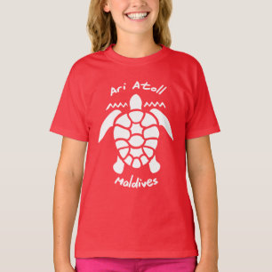 T-shirt Nager avec des tortues aux Maldives sur l'atoll d'