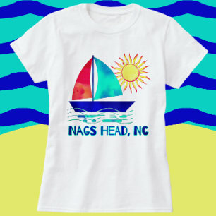 T-shirt Nags Head NC Pretty Watercolor Voilier