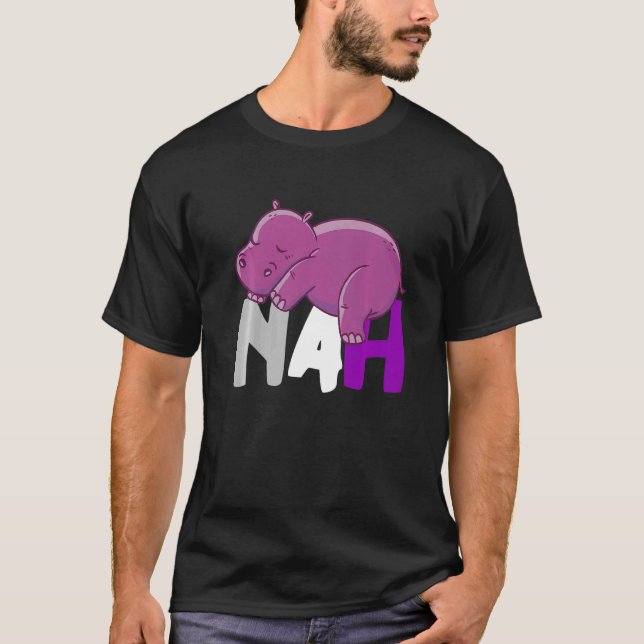T-shirt Nah Cute Hippo Dormir Asexualité Ace Animal Asexue (Devant)