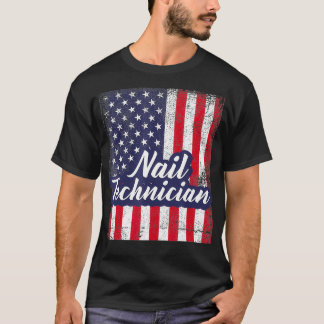 T-shirt Nail Technician Flag USA Tools Nail Tech Artiste