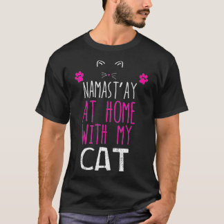 T-shirt Namast'ay à la maison avec mon chat